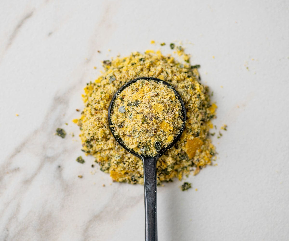 Close up of Caesar Seasoning in a small spoon