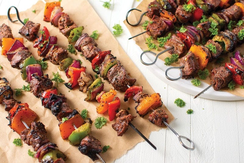 Grilled Pepper Steak Kebabs Recipe