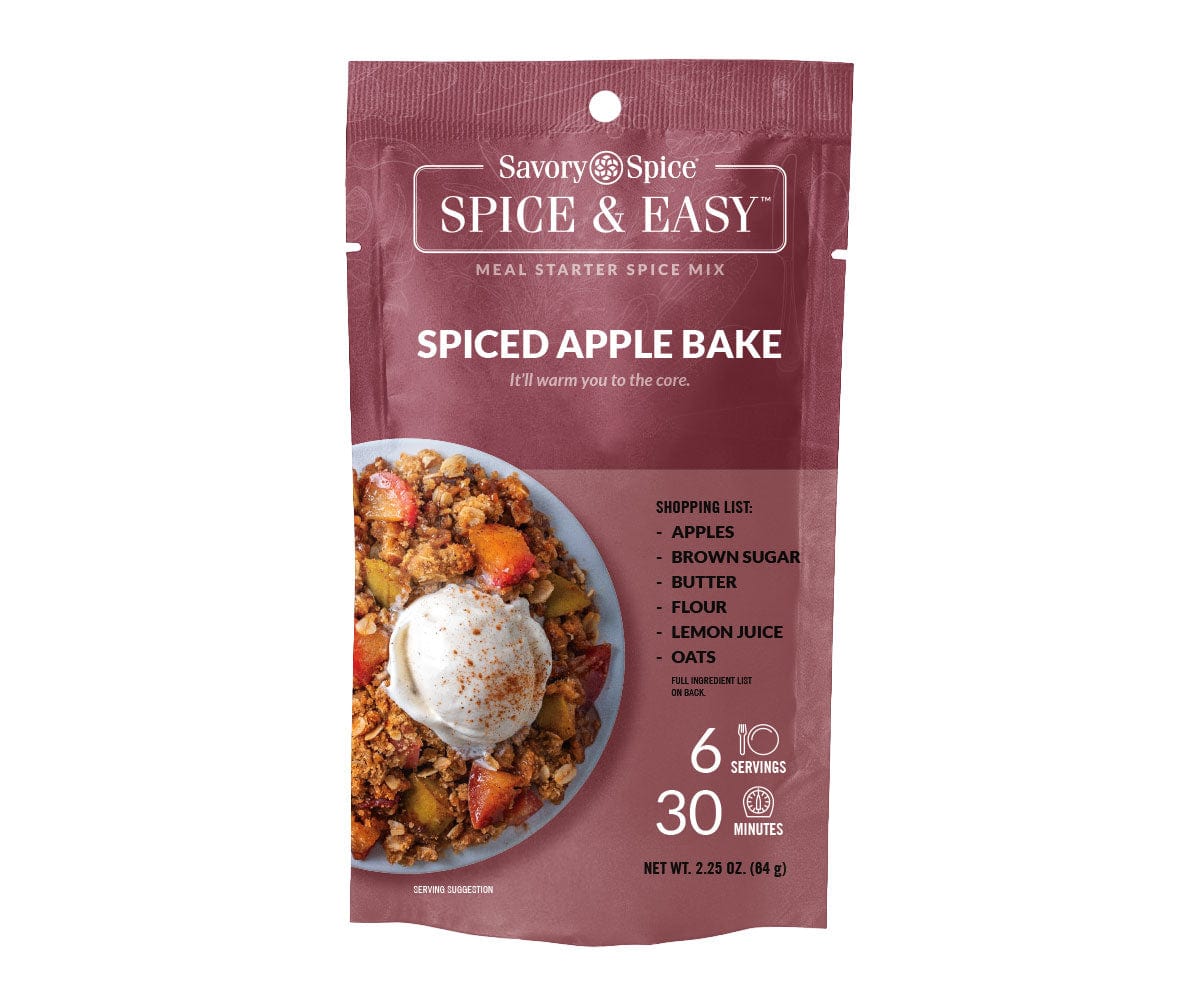 Front of Spiced Apple Bake Spice & Easy packet on white